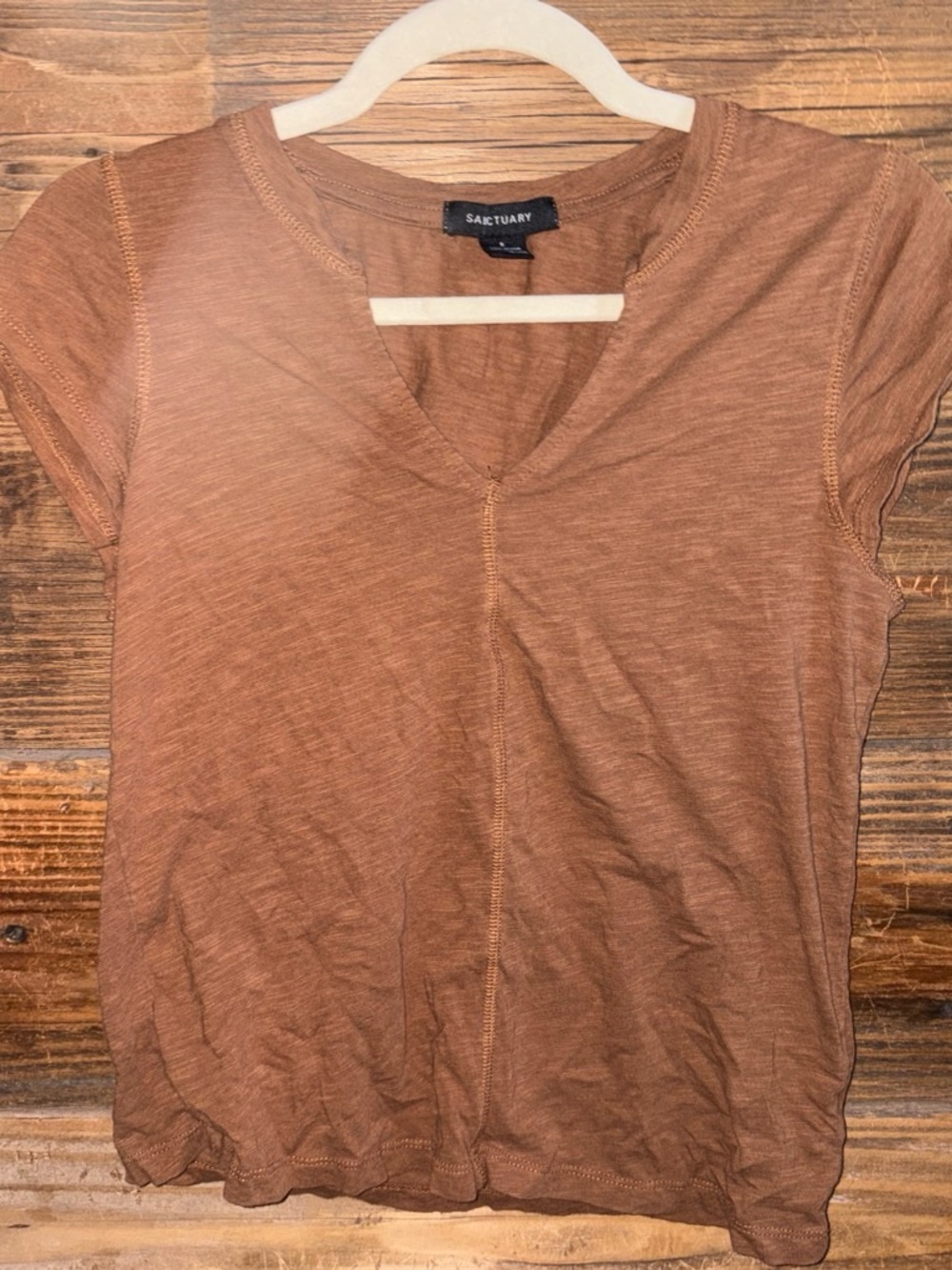 Sanctuary Rust Brown V-Neck Short Sleeve Tee